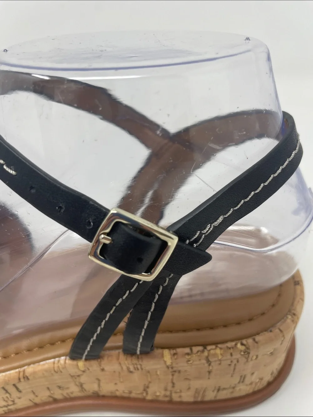 Naturalizer Black Cork Wedge Strappy Ankle Strap Sandals Size 6